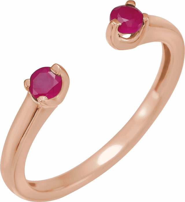 14K Rose Natural Ruby Negative Space Ring