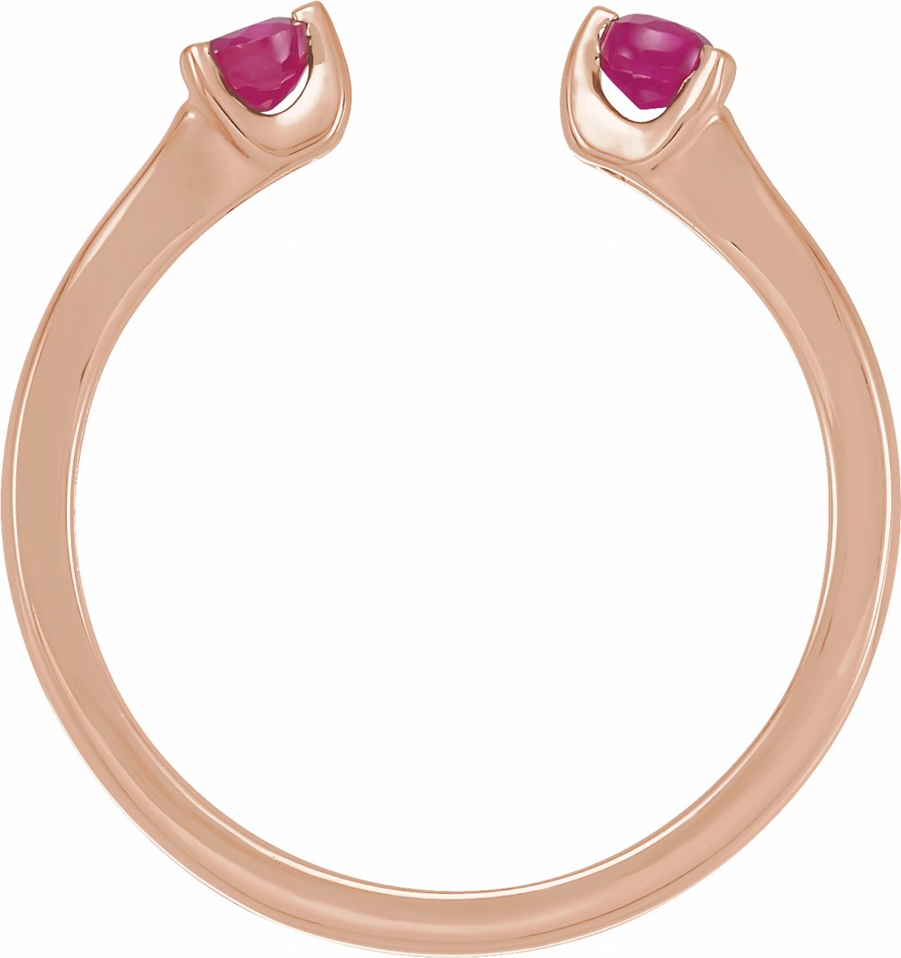 14K Rose Natural Ruby Negative Space Ring