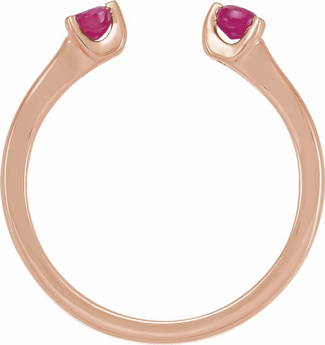 14K Rose Natural Ruby Negative Space Ring