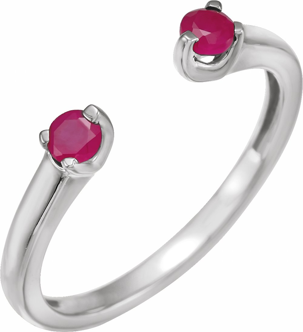 14K White Natural Ruby Negative Space Ring