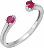 14K White Natural Ruby Negative Space Ring