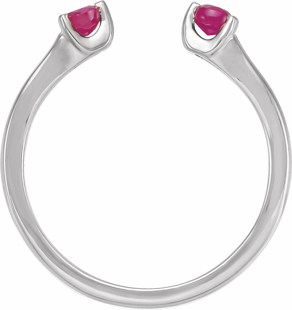 14K White Natural Ruby Negative Space Ring