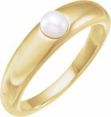 14K Yellow Cultured White Akoya Pearl Dome Ring