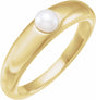 14K Yellow Gold Cultured White Akoya Pearl Dome Ring