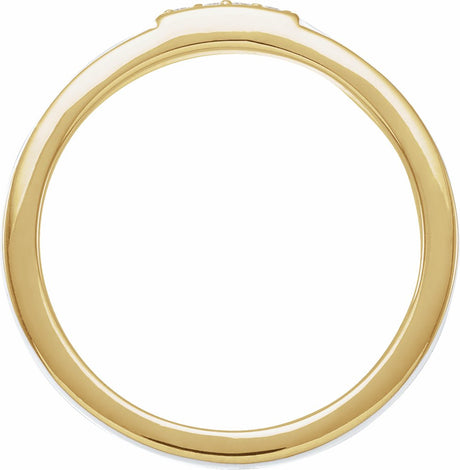 14K Yellow Gold .03 CTW Natural Diamond & White Enamel Stackable Ring