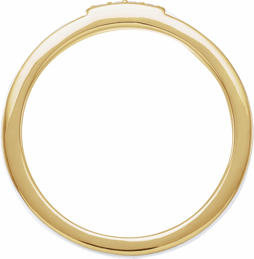 14K Yellow Gold .03 CTW Natural Diamond & White Enamel Stackable Ring