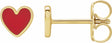 14K Yellow Gold Red Enamel Heart Earrings