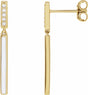 14K Yellow .06 CTW Natural Diamond & White Enamel Bar Earrings