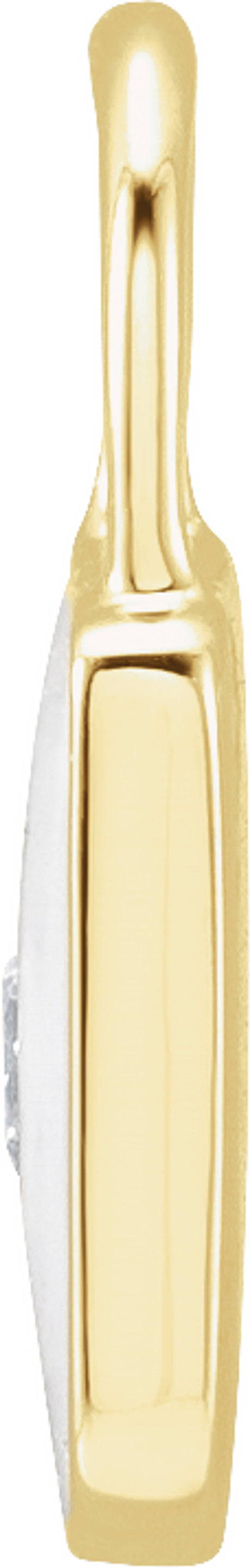 14K Yellow Gold .035 CT Natural  Diamond & White Enamel Lock Charm/Pendant