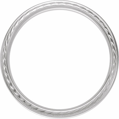 14K White Gold 6 mm Rope Stepped-Edge Half Round Band Size 7