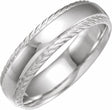 14K White Gold 6 mm Rope Stepped-Edge Half Round Band Size 7
