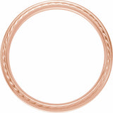 10K Rose Gold 6 mm Rope Stepped-Edge Half Round Band Size 7.5