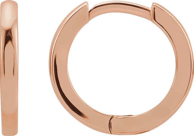 14K Rose Gold Hinged 15 mm Hoop Earrings