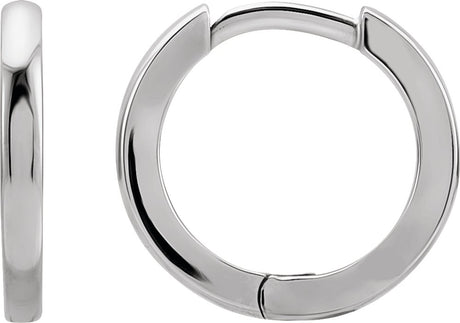 14K White Gold Hinged 12.5 mm Hoop Earrings