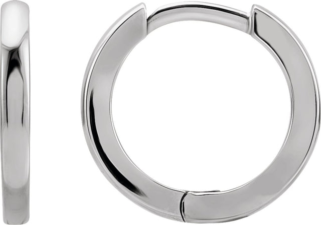 14K White Gold Hinged 15 mm Hoop Earrings