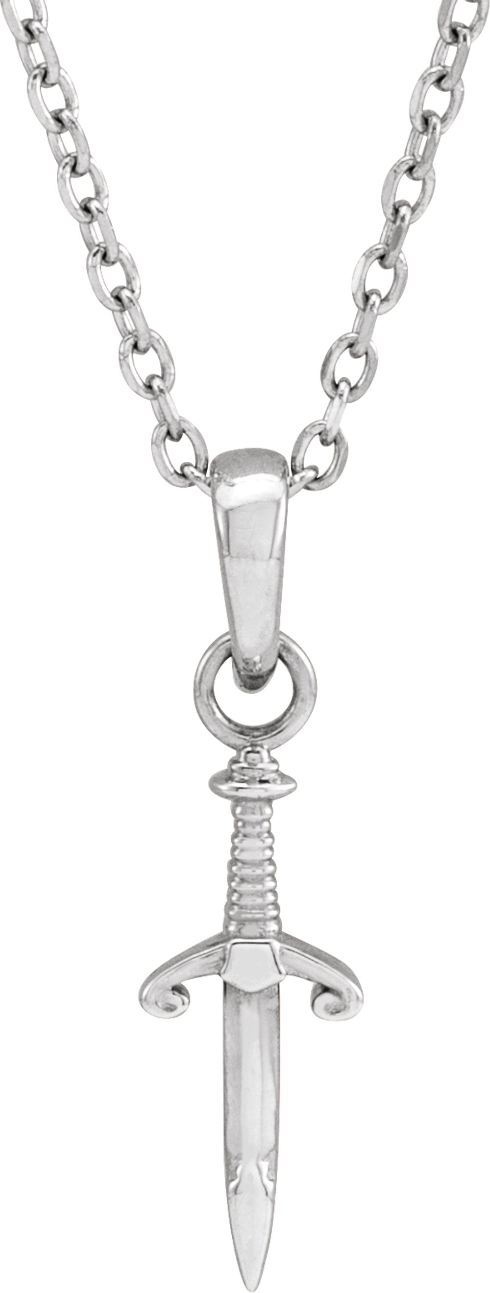 14K White Dagger 16-18" Necklace