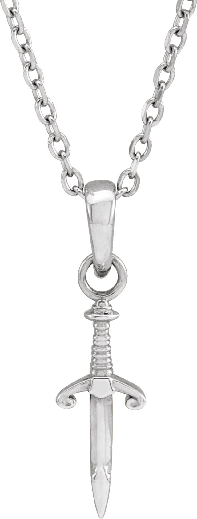 14K White Dagger 16-18" Necklace