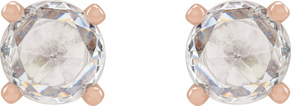 14K Rose Gold 1/4 CTW Rose-Cut Natural Diamond Stud Earrings