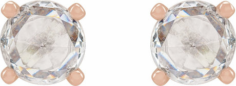 14K Rose Gold 1/4 CTW Rose-Cut Natural Diamond Stud Earrings