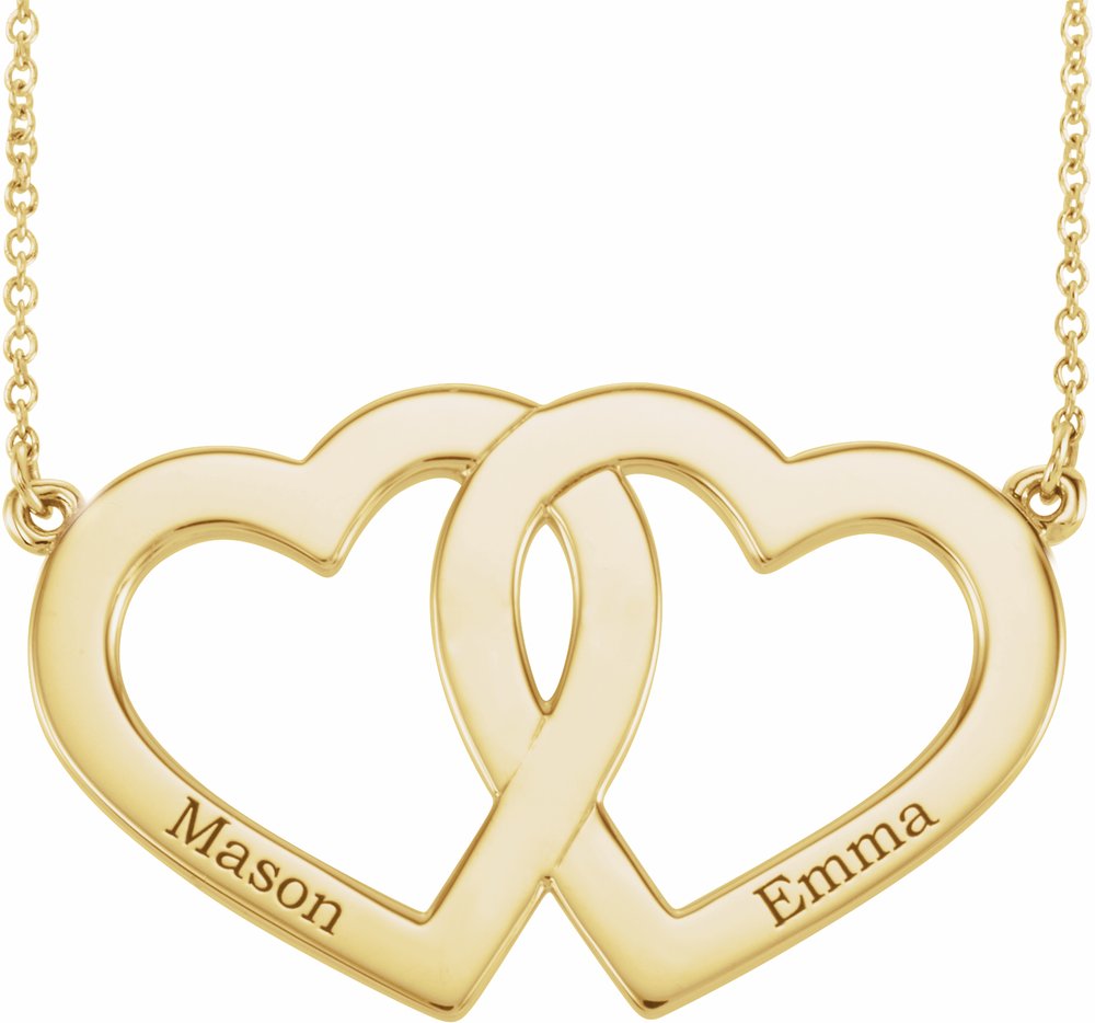 14K Yellow Engravable Famly Heart 18" Necklace