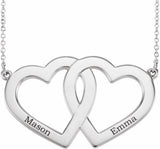14K White Gold Engravable Family Heart 18" Necklace