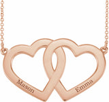 14K Rose Engravable Famly Heart 18" Necklace