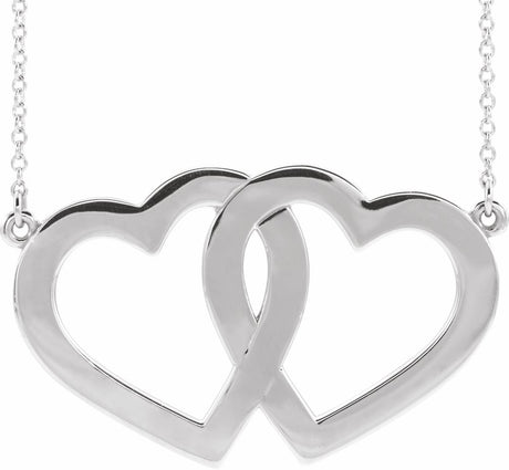 14K White Gold Engravable Family Heart 18" Necklace