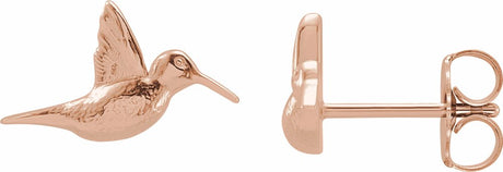 14K Rose Hummingbird Earrings