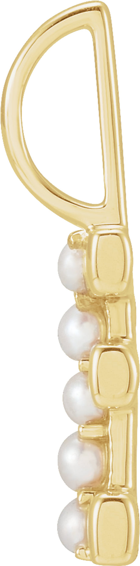 14K Yellow Cultured White Freshwater Pearl Initial E Charm/Pendant