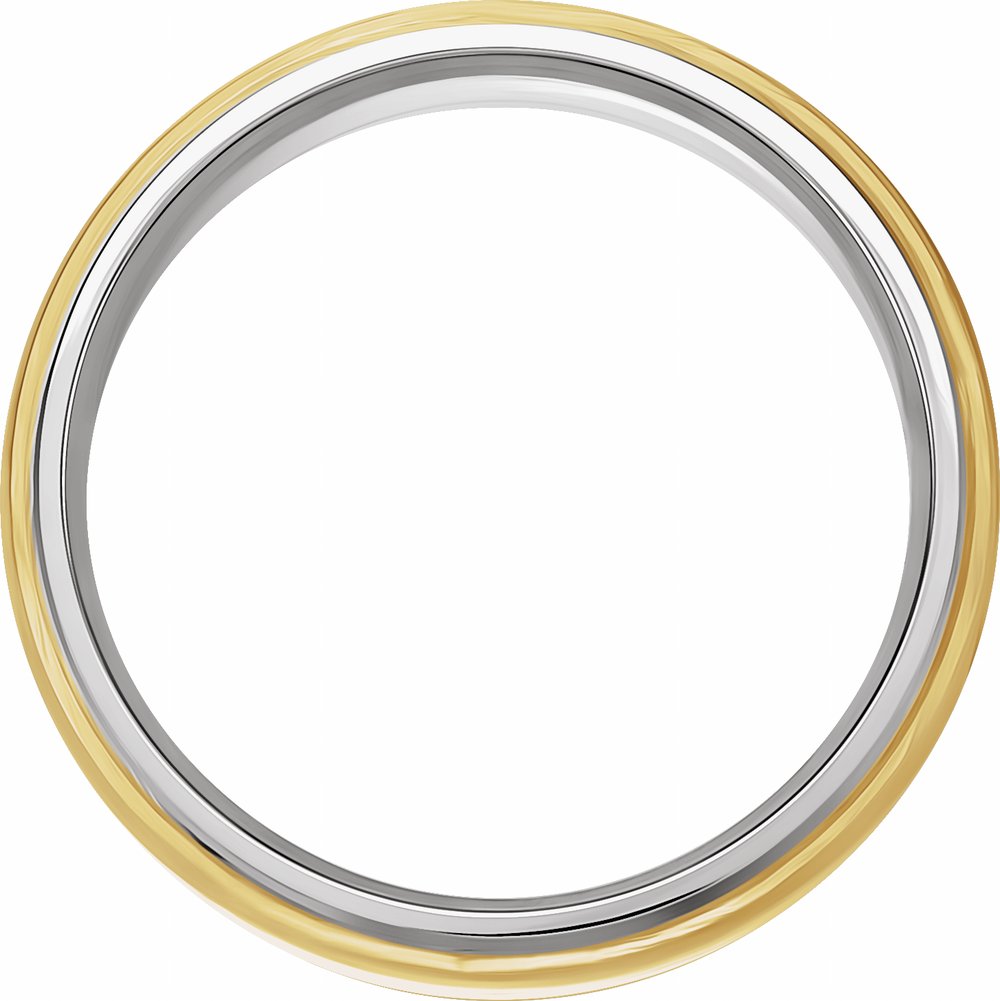 14K White/Yellow 5 mm Diamond-Edge Inlay Half Round Band Size 10