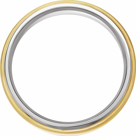 14K White/Yellow 5 mm Diamond-Edge Inlay Half Round Band Size 10