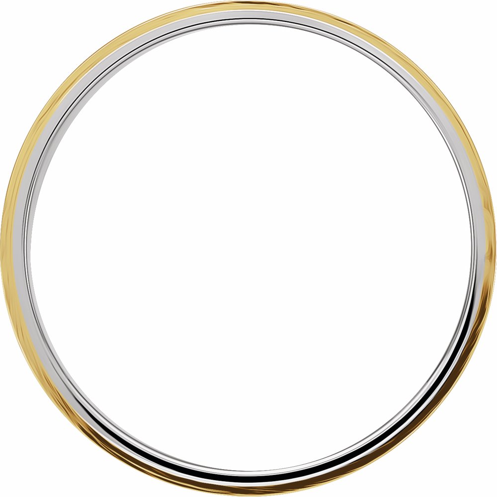 14K White/Yellow 7 mm Stepped-Edge Inlay Flat Band Size 9