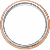 14K White/Rose 6 mm Diamond-Edge Inlay Half Round Band Size 10