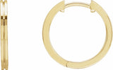 14K Yellow Grooved Hinged 15 mm Huggie Hoop Earrings