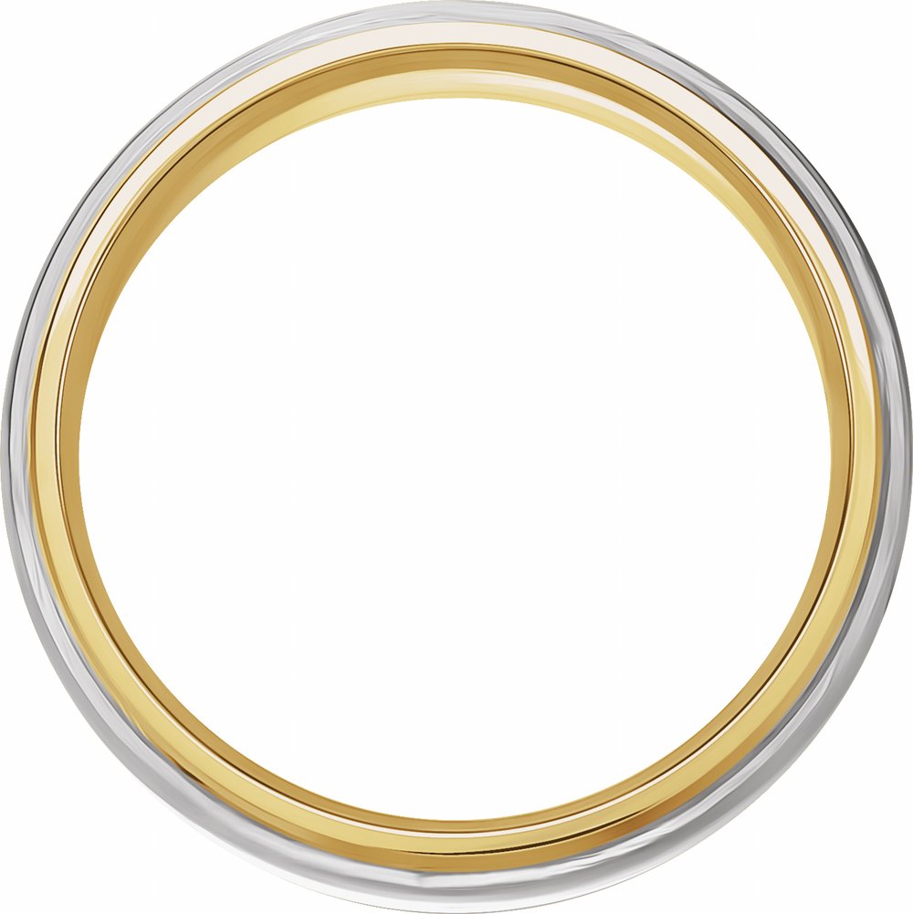 14K Yellow/White 7 mm Diamond-Edge Inlay Half Round Band Size 11