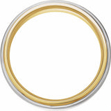 14K Yellow/White 7 mm Diamond-Edge Inlay Half Round Band Size 11