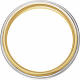 14K Yellow/White 5 mm Diamond-Edge Inlay Half Round Band
