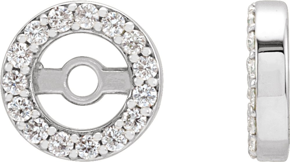 14K White Gold .08 CTW Natural Diamond Earring Jackets with 3.6 mm ID
