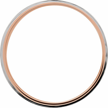 14K Rose/White 5 mm Flat Band with Inlay