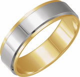 14K Yellow/White 6 mm Stepped-Edge Inlay Flat Band Size 10