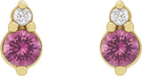 14K Yellow Natural Pink Sapphire & .03 CTW Natural Diamond Earrings