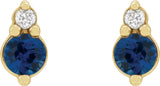 14K Yellow Natural Blue Sapphire & .03 CTW Natural Diamond Earrings