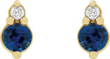 14K Yellow Natural Blue Sapphire & .03 CTW Natural Diamond Earrings