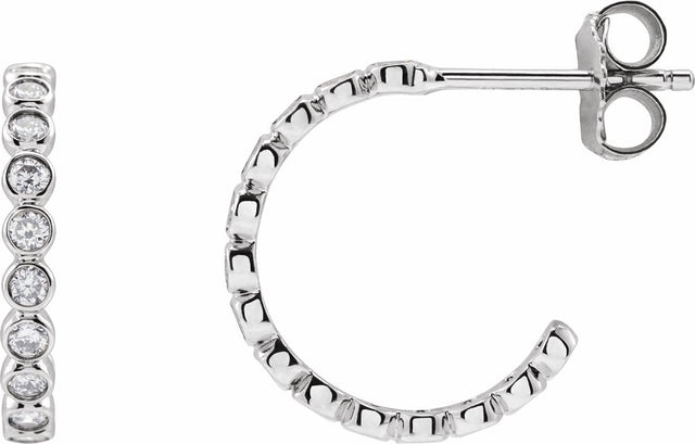 14K White Gold 3/8 CTW Lab-Grown Diamond 14 mm Hoop Earrings