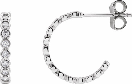 14K White Gold 3/8 CTW Lab-Grown Diamond 14 mm Hoop Earrings