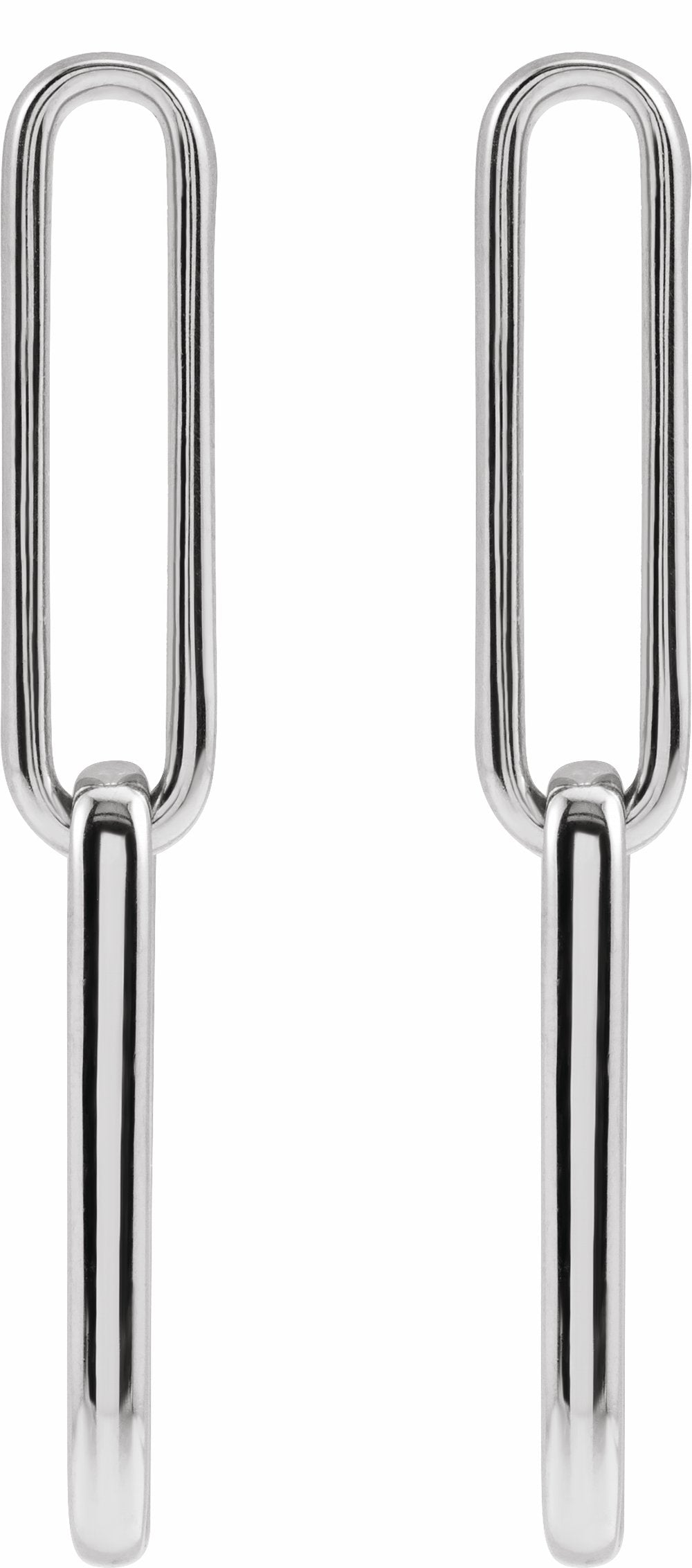 14K White Gold Paperclip-Style Earrings