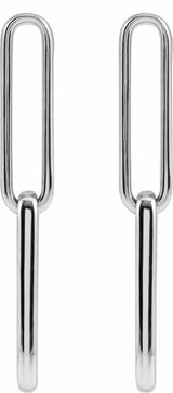 14K White Gold Paperclip-Style Earrings