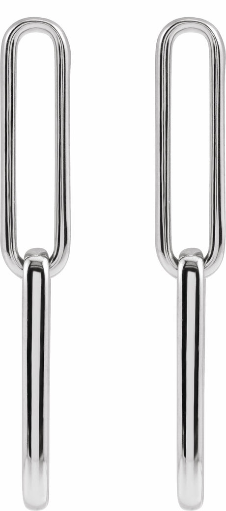 14K White Paperclip-Style Earrings