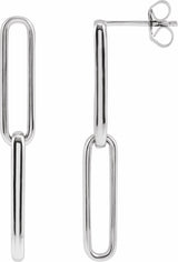 14K White Gold Paperclip-Style Earrings