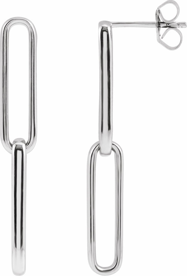 14K White Gold Paperclip-Style Earrings